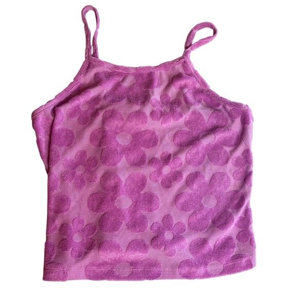 Miken Swim Pink Floral Terry Cloth Tank Top Size Small NEW Beach Summer Casual - Picture 1 of 5